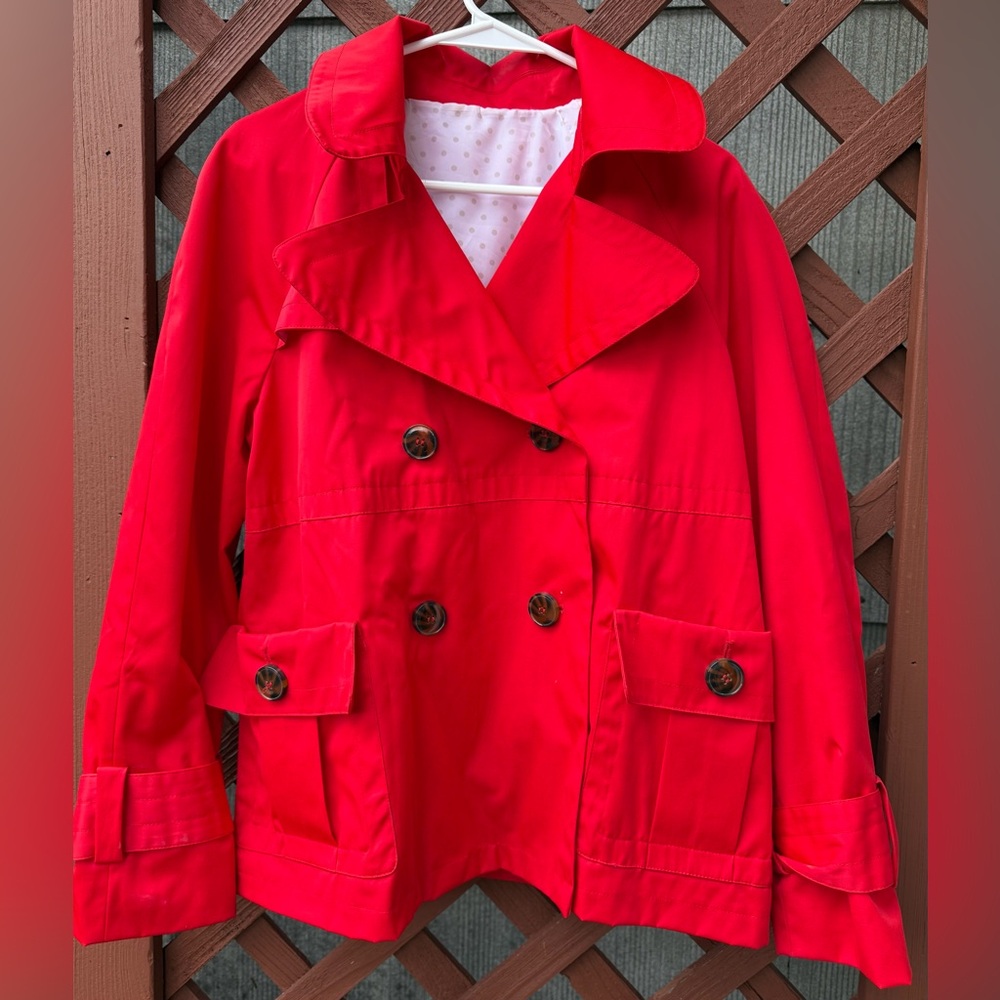IZOD Red Double-Breasted Trench Coat - Size L